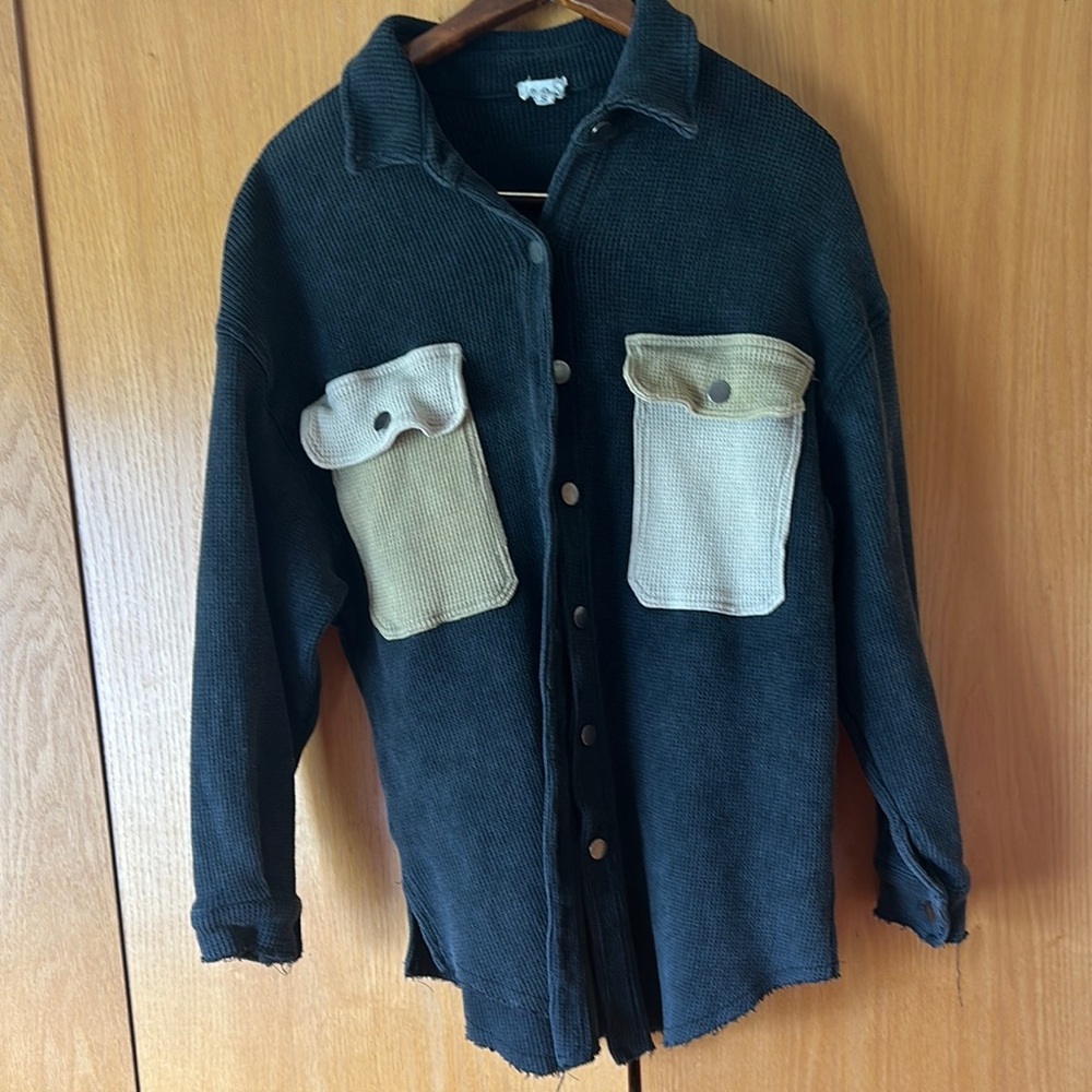 POL Black waffle knit Jacket